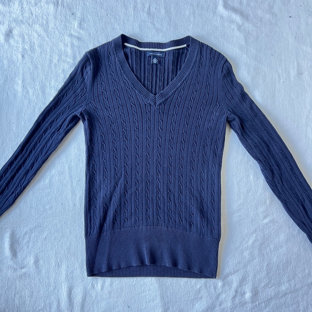 Tommy Hilfiger Navy Cable Knit Sweater - Size M